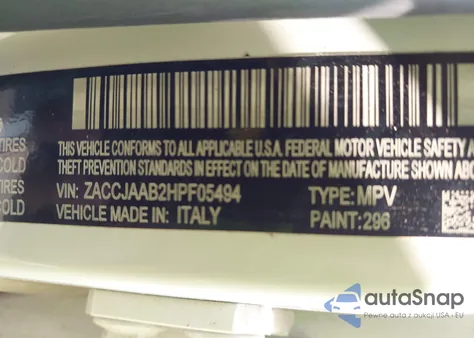 2017 Jeep Renegade Sport Fwd from USA, damaged, VIN ZACCJAAB2HPF05494